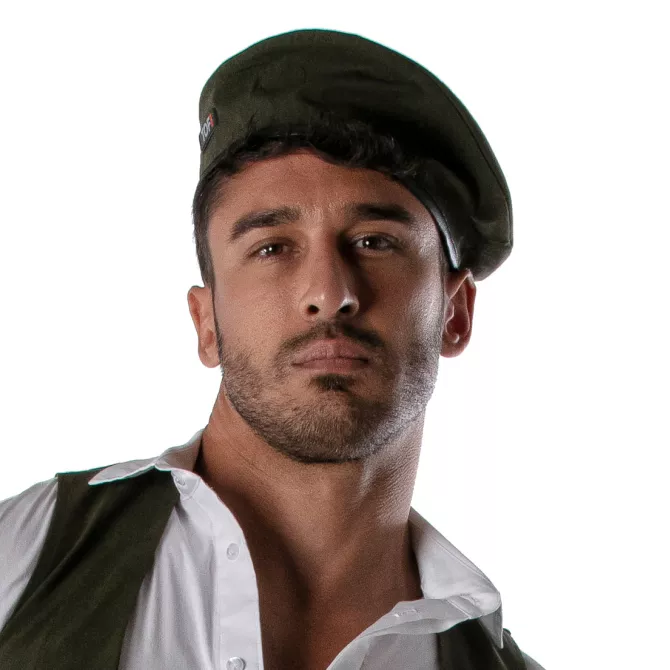 Reversible beret - White and khaki