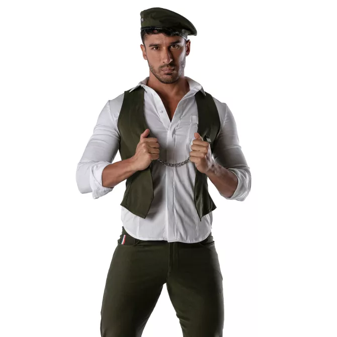 Reversible beret - White and khaki