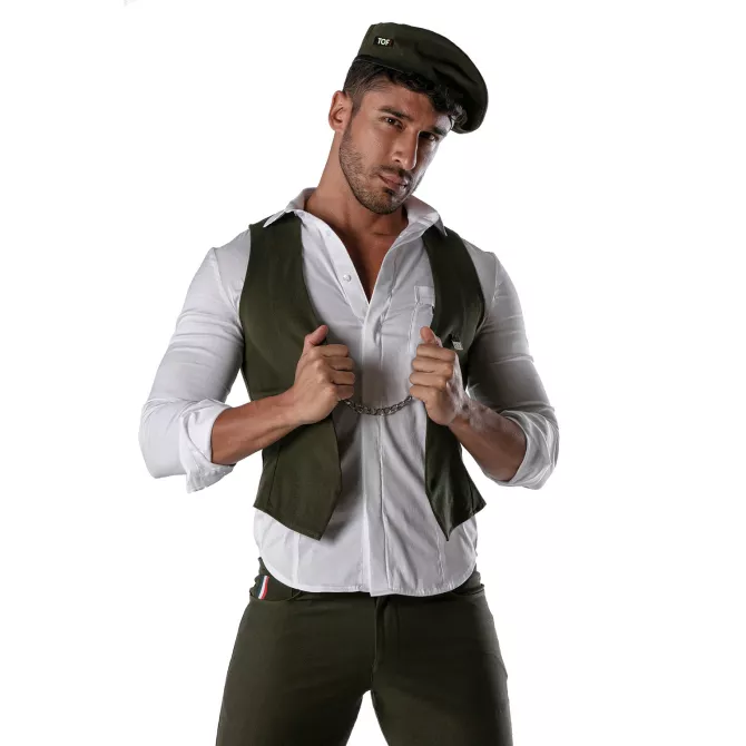 Reversible beret - White and khaki