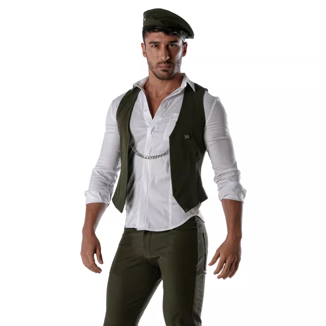 Reversible beret - White and khaki