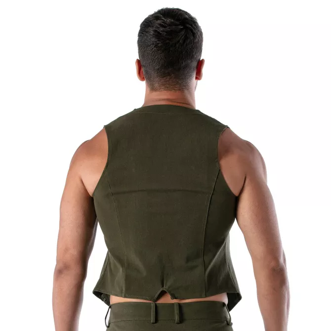 Gilet à chaine - Khaki de dos