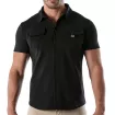 Piqué cotton shirt - Black