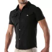 Piqué cotton shirt - Black