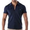 Piqué cotton shirt - Navy