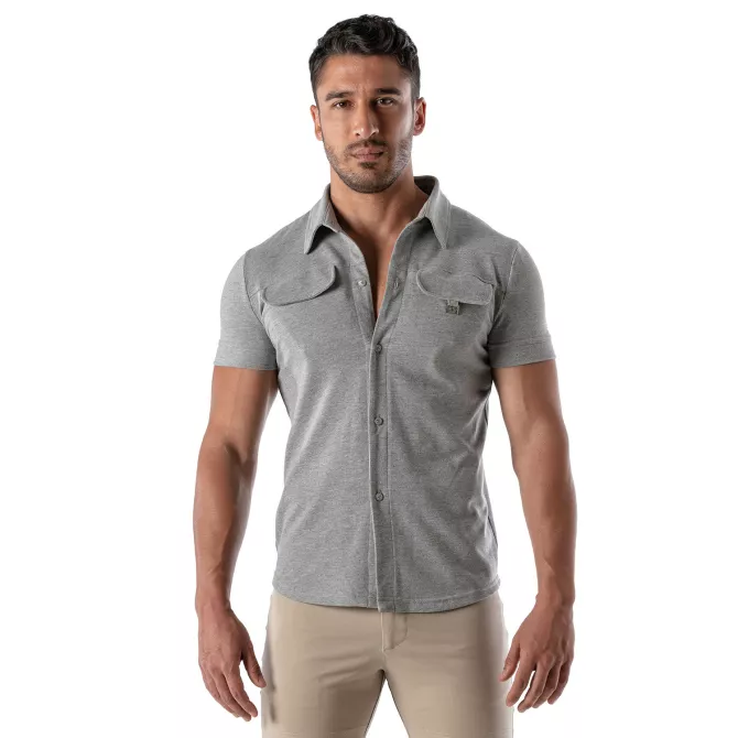 Piqué cotton shirt - Heather Grey