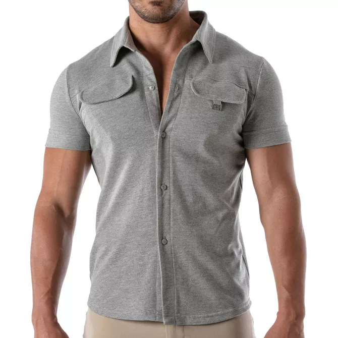 Piqué cotton shirt - Heather Grey