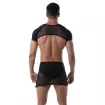 Men from back with a mesh black skirt