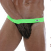 String sans ficelle en résille Circuit - Noir vert Fluo | Tof Paris