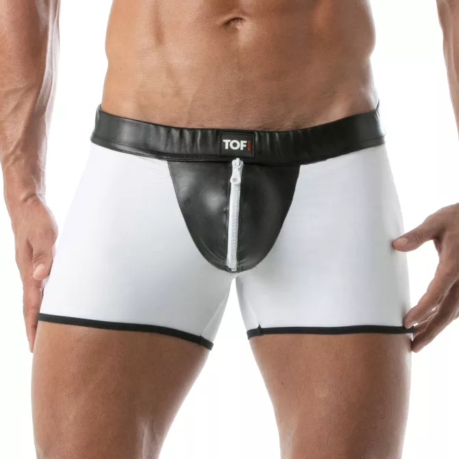 Short Bad boys zippé dos nu blanc