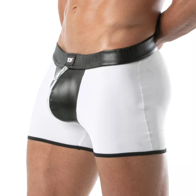 Short Bad boys zippé dos nu blanc