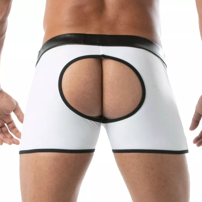 Short Bad boys zippé dos nu blanc