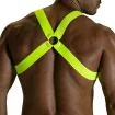 Fetish Harness - Neon Yellow - CrossBack - Zamac Buckle