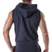 zipped sleeveless hoodie navy blue from the back