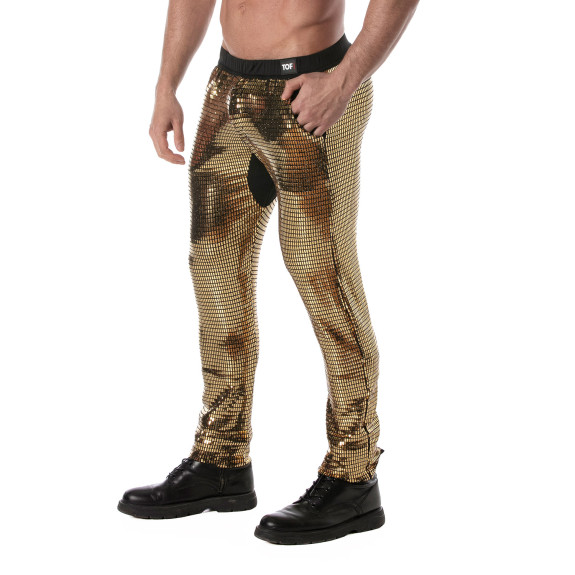 Pantalons à paillettes or pour hommes