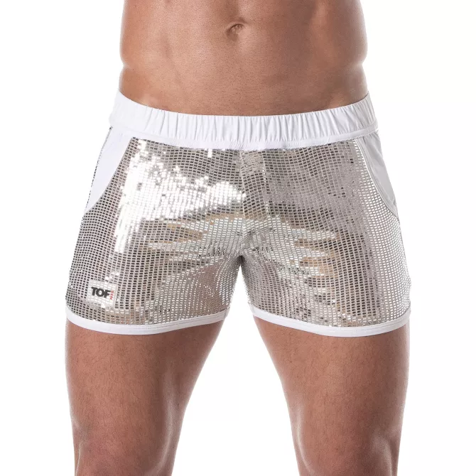 Shorts Sexy à paillettes argent pour hommes