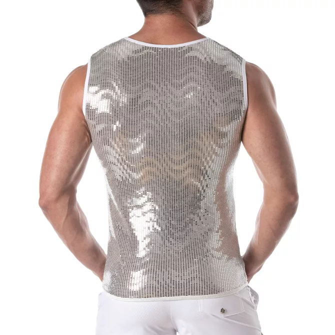 Glitter Tank Top Silver for Men - Dazzling Style | TOF Paris