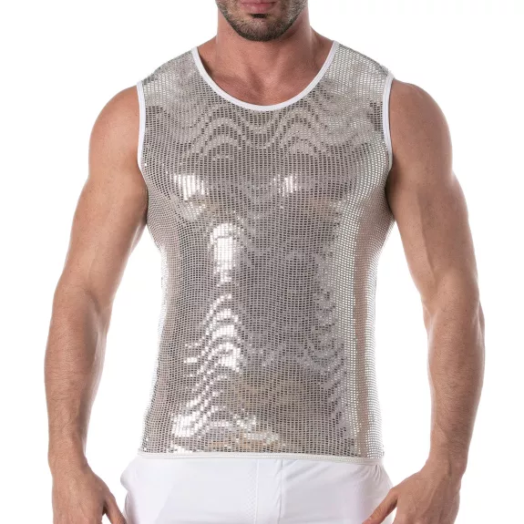 Débardeur à paillettes argent pour hommes