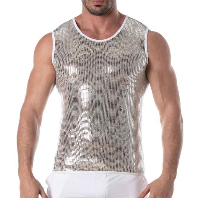 Débardeur à paillettes argent pour hommes