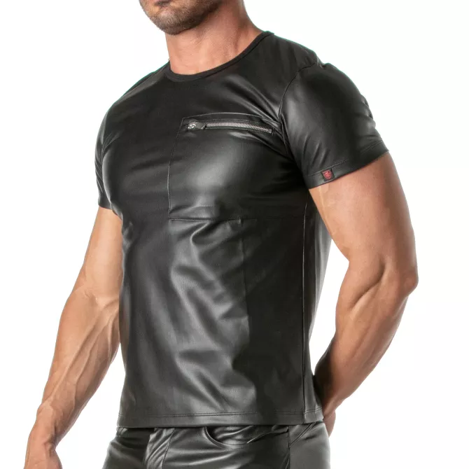 T-shirt Cuir Homme - T-shirt à Poches Zippées Kinky | TOF Paris