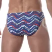 Print Swim Mini Briefs Blue with wave from the back