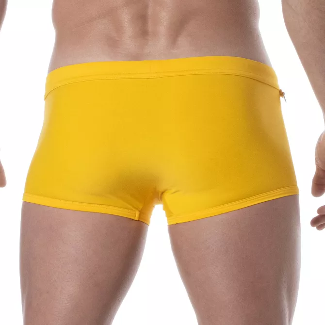 Mini Boxer De Bain Uni Jaune de dos