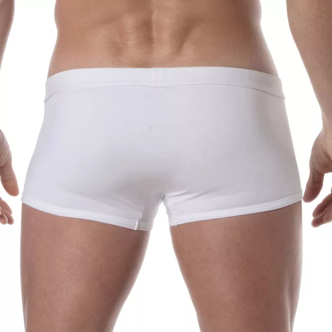 Mini Boxer De Bain Uni Blanc de près et de dos