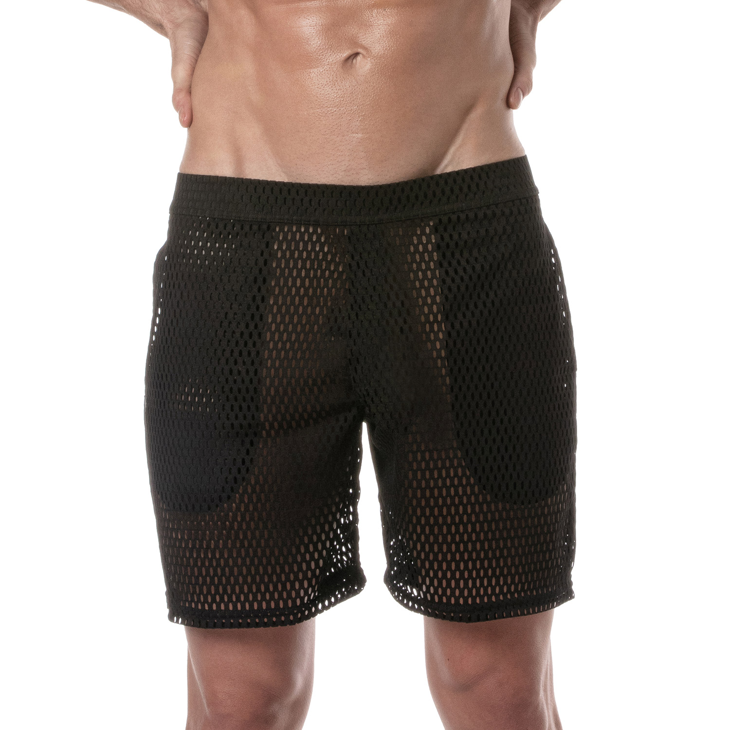 Short Long Transparent Pour Hommes Noir