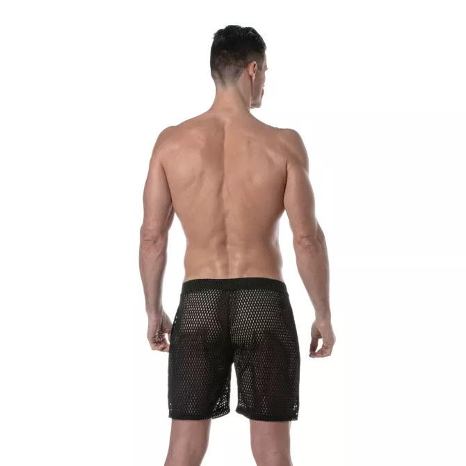 See Through Mens Long Shorts Black