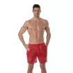 See Through Mens Long Shorts Red from face