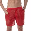 See Through Mens Long Shorts Red