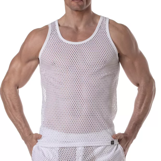 Débardeur en maille transparente Blanc