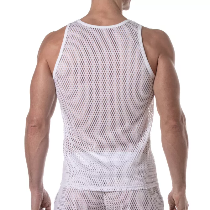 Débardeur en maille transparente Blanc pour homme