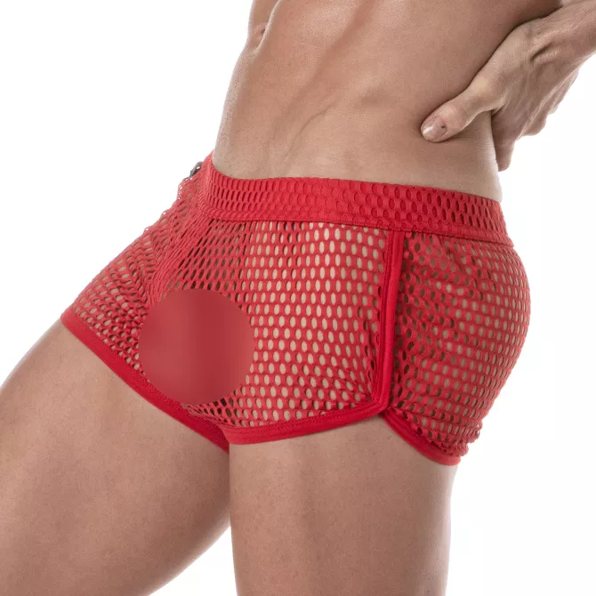 Mini Shorts Pour Homme Transparent Rouge  - Sportswear - TOF Paris