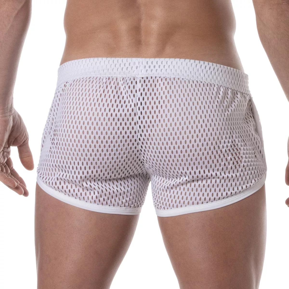 See Through Mens Mini Shorts White For Men Sportswear -TOF Paris