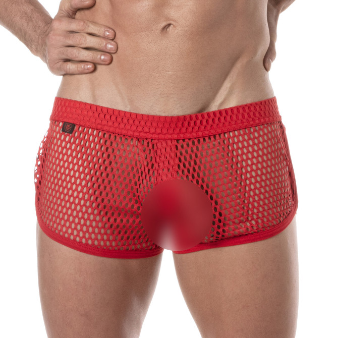 Mini Shorts Pour Homme Transparent Rouge - Sportswear - TOF Paris