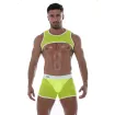 Harnais en Résille Néon Jaune Avec Son Short Assorti