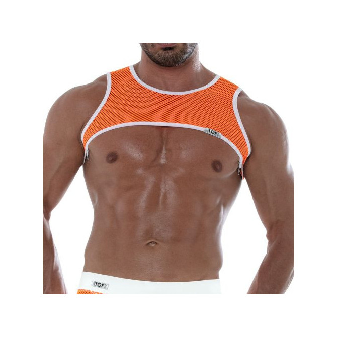 Harnais en Résille Néon Orange Pour Homme