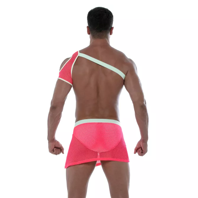 Harnais D'épaule En Mesh Néon Rose de dos