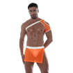 Harnais D'épaule En Mesh Néon Orange avec un short orange en mesh