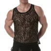 Men wearing Lace Tank Top Black
