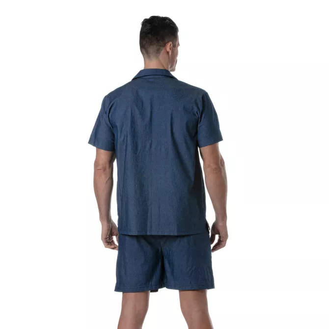 Chemise A Manches Courtes En Denim Léger de dos