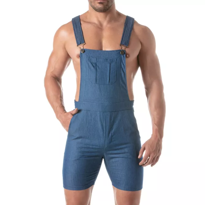 Salopette Short En Denim Léger Sexy Pour Homme - Casual - TOF Paris