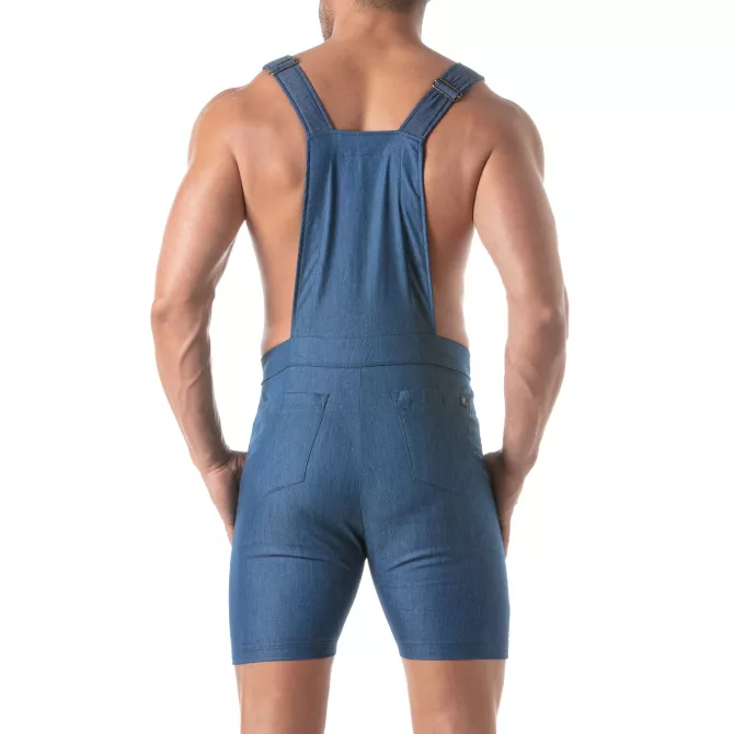 Salopette Short En Denim Léger Sexy Pour Homme - Casual - TOF Paris