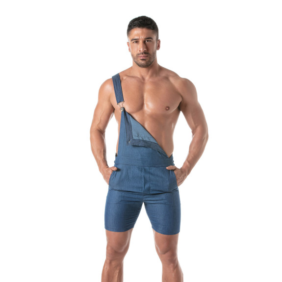Light Denim Overall Shorts for men