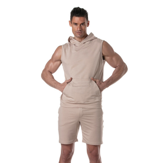 Men wearing a Sleevless Bamboo Hoodie