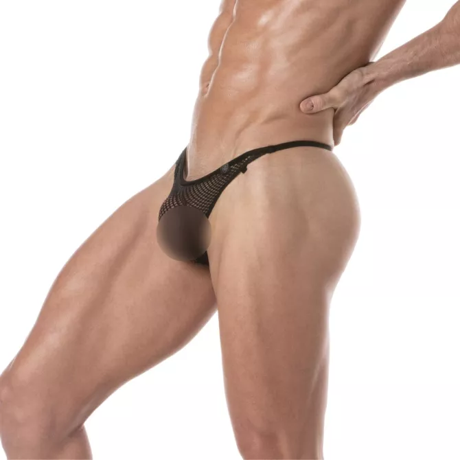 Men Wearing a Circuit Fishnet Thong Black From Sideway