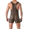 Body Lutteur Circuit Transparent Noir Pour Homme De Dos