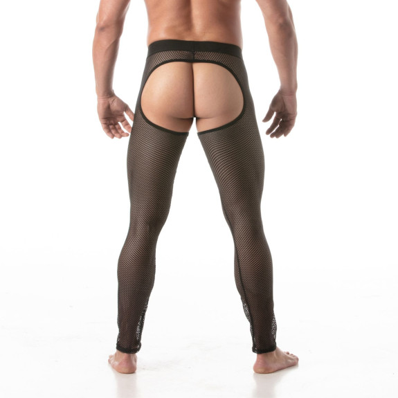 Legging Circuit Transparent inspiré des Chaps Noir Pour Homme De Dos