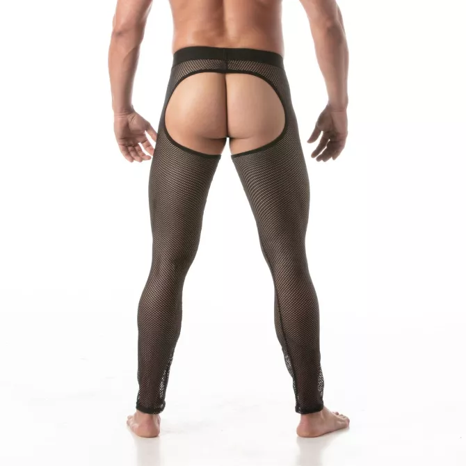 Legging Circuit Transparent inspiré des Chaps Noir Pour Homme De Dos